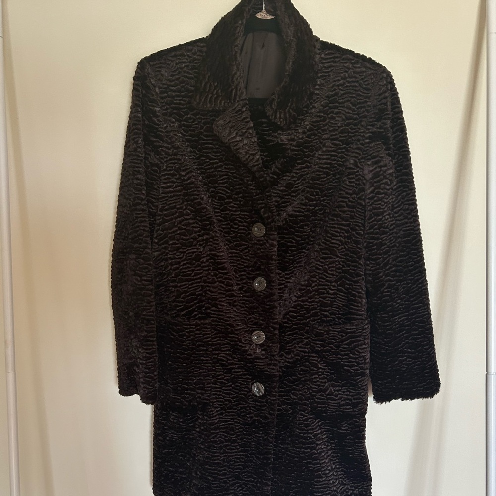 VINTAGE 90S FAUX MINK FUR COAT